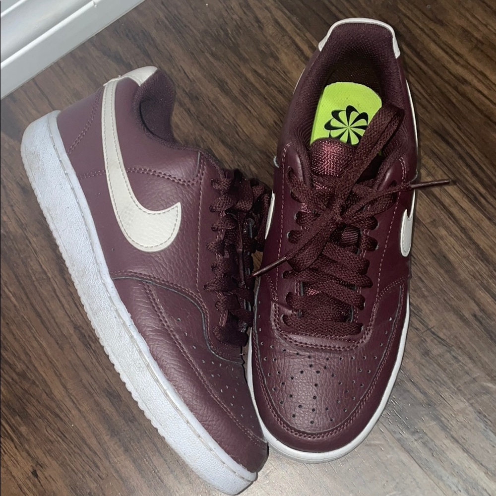 Nike Burgundy Sneakers with White Swoosh